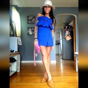 Cobalt Blue Ruffle Romper